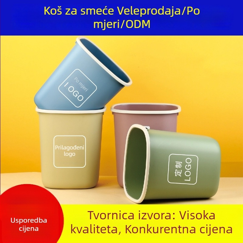Plastični koš za smeće, 12 L, ovalni, bez poklopca, za kućnu i uredsku upotrebu, mogućnost ispisa logotipa