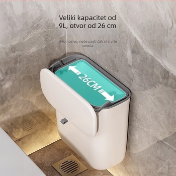 Zidni koš za kupaonicu s poklopcem i držačem toaletnog papira, uski i kompaktni koš za otpatke