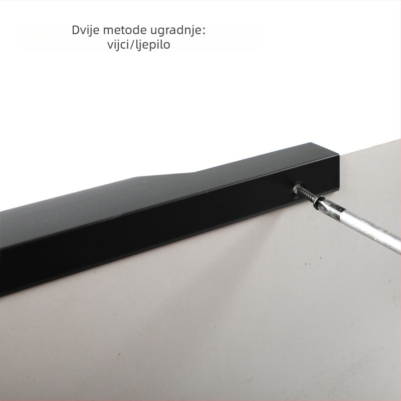Crna potpuno integrirana ručka za ormariće i garderobu, aluminijski spoj, stil palca, skrivena ručka s rubnom brtvom