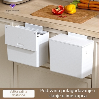Kuhinjski zidni kanta za smeće, bez bušenja, s poklopcem, 6 litara kapacitete, višenamjenska za kuhinju, kupaonicu, WC i dnevni boravak