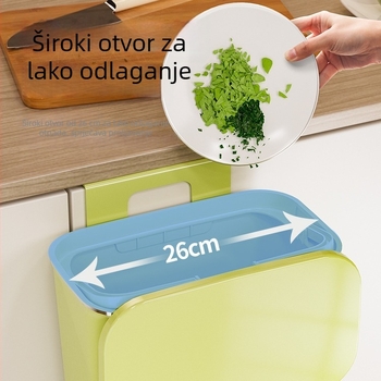 Zidni kanta za kuhinju s poklopcem, jednostavan viseći odlagivač za vrata ormara, pogodan za kuhinju i kupaonicu, kapacitet 7 L