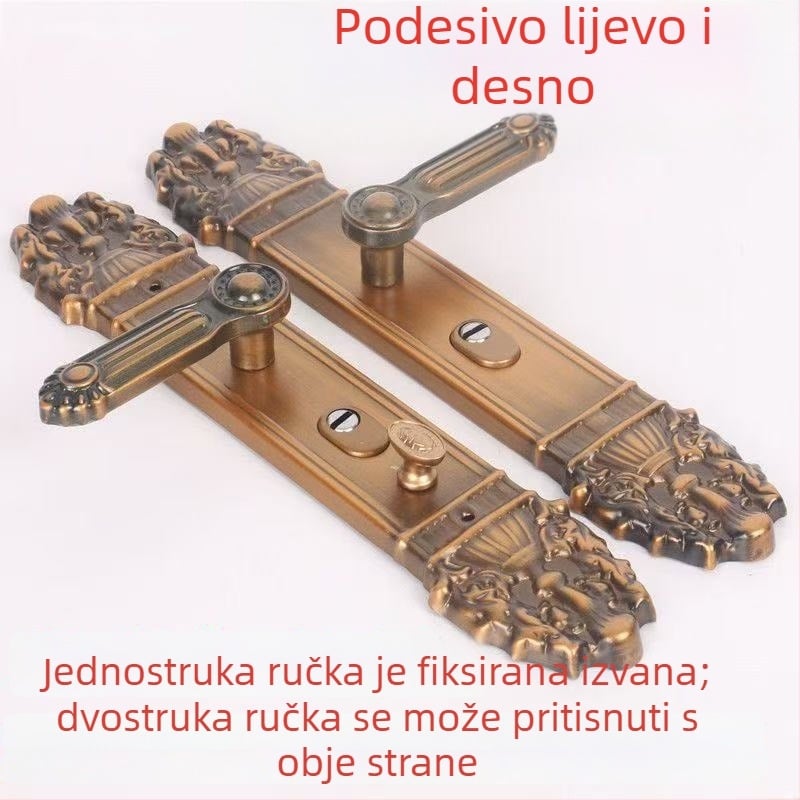 Kvaka za vrata s glavom lava, dvostruka kvaka, luksuzno lakirana retro univerzalna kvaka