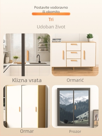 Drška od punog drveta za ormare i garderobu, samoljepljiva, bez vijaka i bušenja, za klizna vrata i ladice