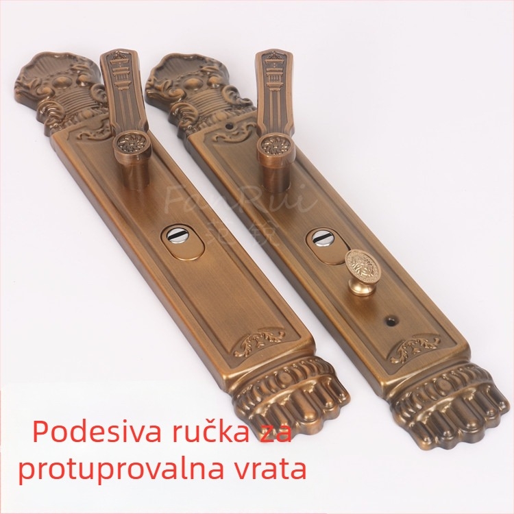 Protivkrađinska kvaka za ulazna vrata, s praškastim premazom, univerzalna za lijevu i desnu stranu, razmak rupa za montažu 235 mm