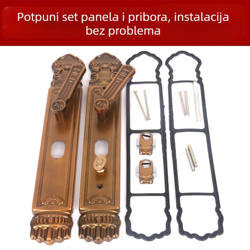 Protivkrađinska kvaka za ulazna vrata, s praškastim premazom, univerzalna za lijevu i desnu stranu, razmak rupa za montažu 235 mm