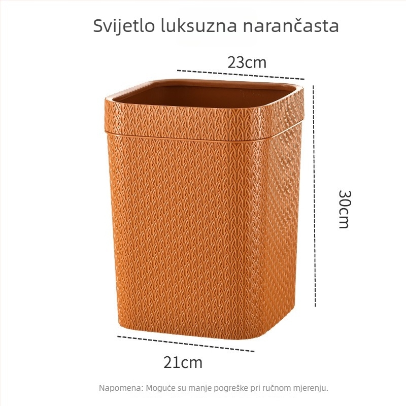 Smeđi plastični četvrtasti koš za otpad za kupaonicu, bez poklopca, kapacitet preko 12 L