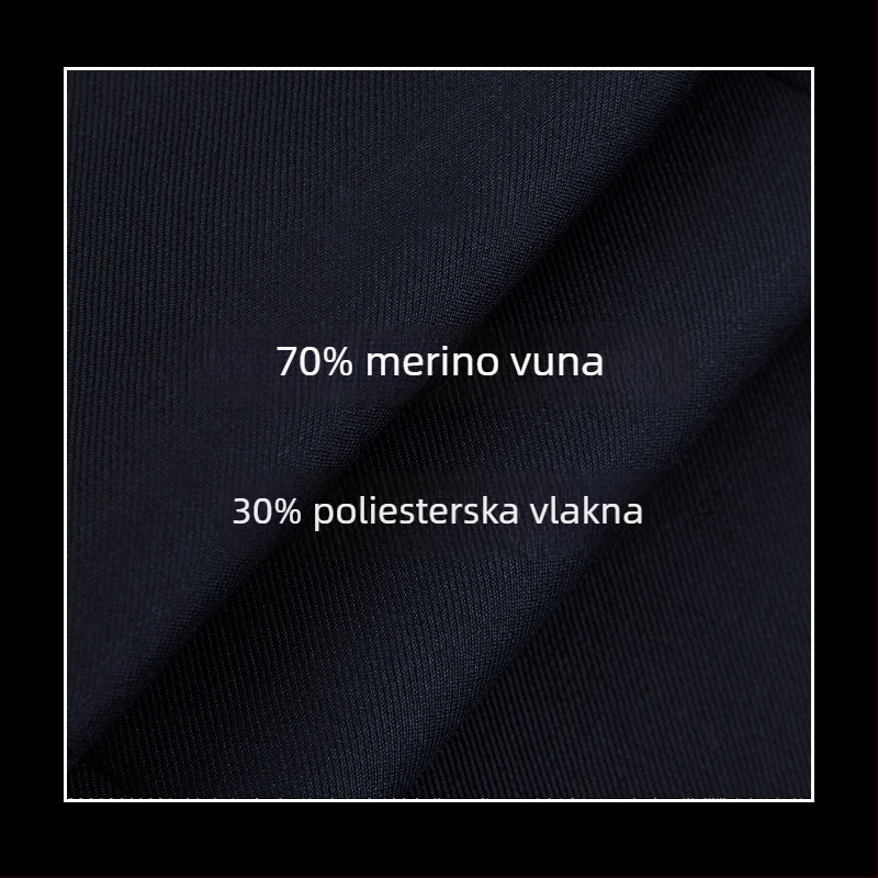 Muške hlače od 70% vune, drapirana silueta, poslovni formalni stil, ravni kroj
