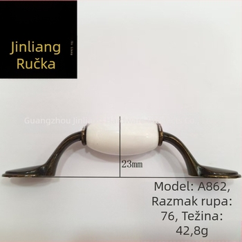 094–A862–76 Vintage ručka s orchidom za ladice i ormane, novi kineski stil, cinkova legura