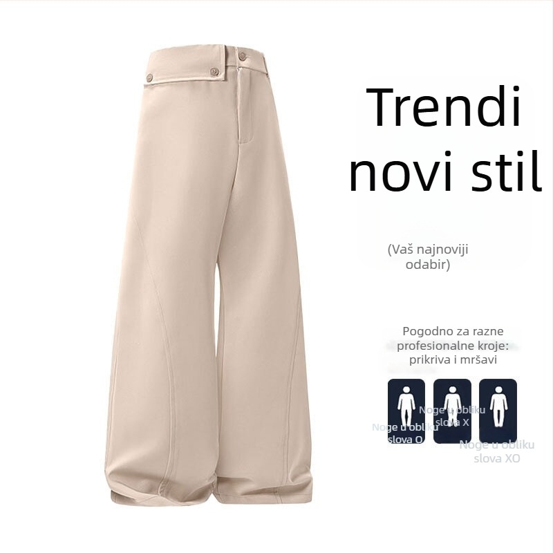 Muške hlače s plisama i draperijom, vintage stil, široke nogavice, casual