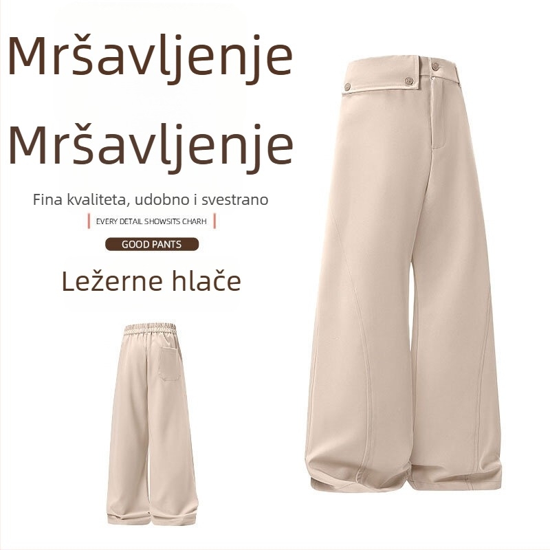 Muške hlače s plisama i draperijom, vintage stil, široke nogavice, casual
