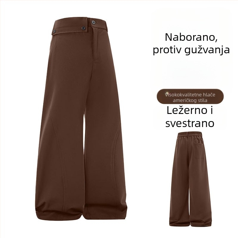 Muške hlače s plisama i draperijom, vintage stil, široke nogavice, casual