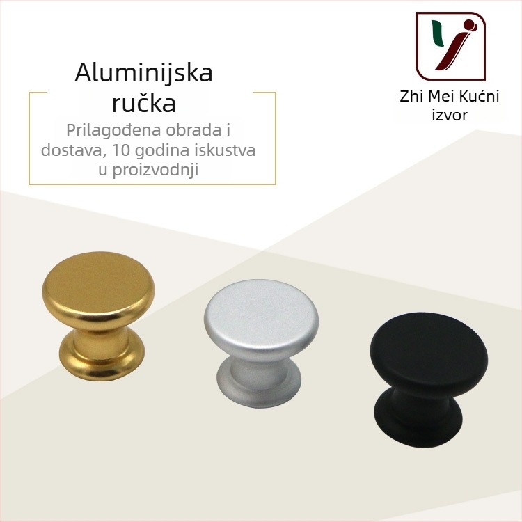 Europski stil, jednostavna i čvrsta aluminijska ručica s jednim otvorom, antikno mat završna obrada zlato–crna za vrata ormara i komoda