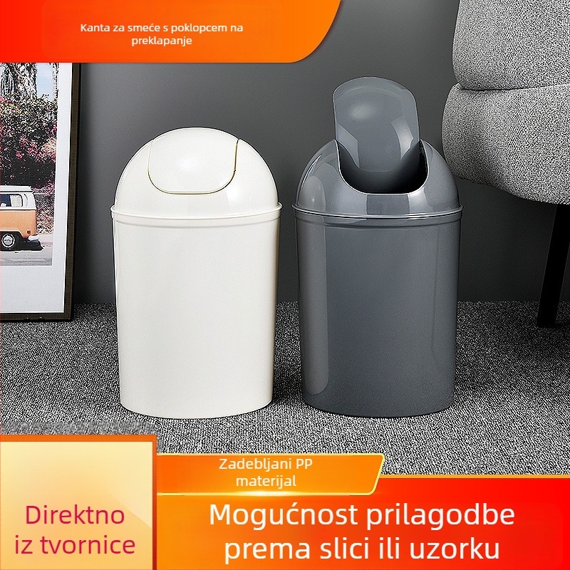 Kućni kanta za otpad s preklopnim poklopcem, 5 L, pogodna za WC, kupaonu, dnevni boravak i spavaću sobu