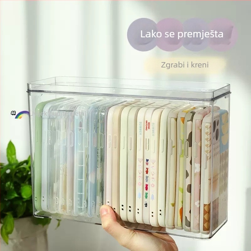 Kutija za stolno odlaganje s poklopcem za organiziranje futrola za telefone i sitnih predmeta, PET materijal, moderni minimalistički dizajn