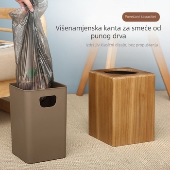 Minimalistički četverokutni koš za smeće za hotel, dom i ured – jednostavna ručka, bez poklopca