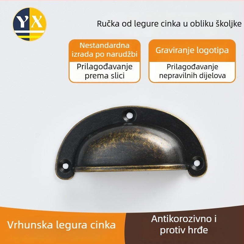 Školjkasta ručka za ormariće i vrata, masivno drvo, cinkova legura, prilagođena retro ručka za garderobu, novi kineski stil