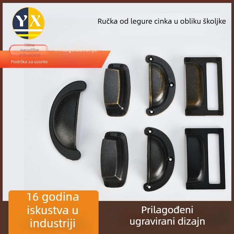 Školjkasta ručka za ormariće i vrata, masivno drvo, cinkova legura, prilagođena retro ručka za garderobu, novi kineski stil