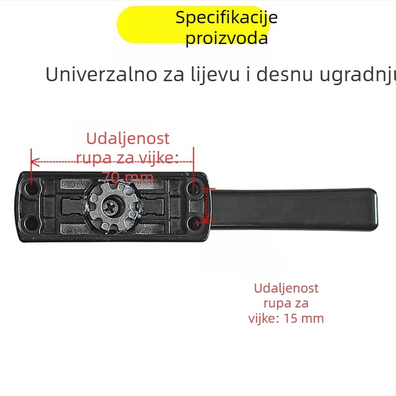 Stari stil, aluminijska kvaka za vrata i prozore, tip 50, s ključem, U‑oblik ručice za otvaranje krilnih prozora