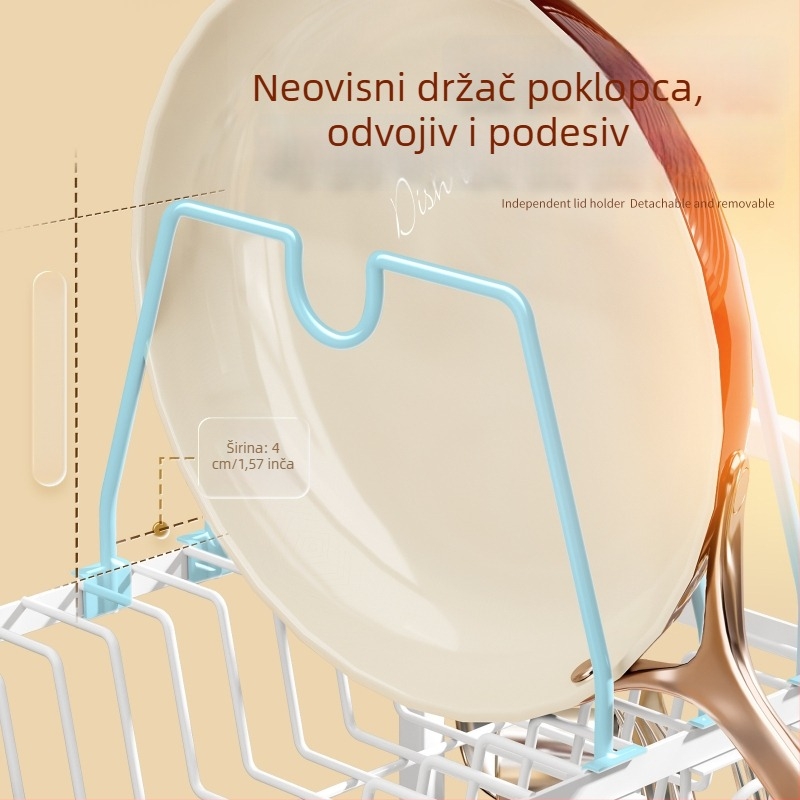 Višestruki kuhinjski stalak za ploču s odvodnim dijelom za zdjele, šalice, tanjure i posuđe