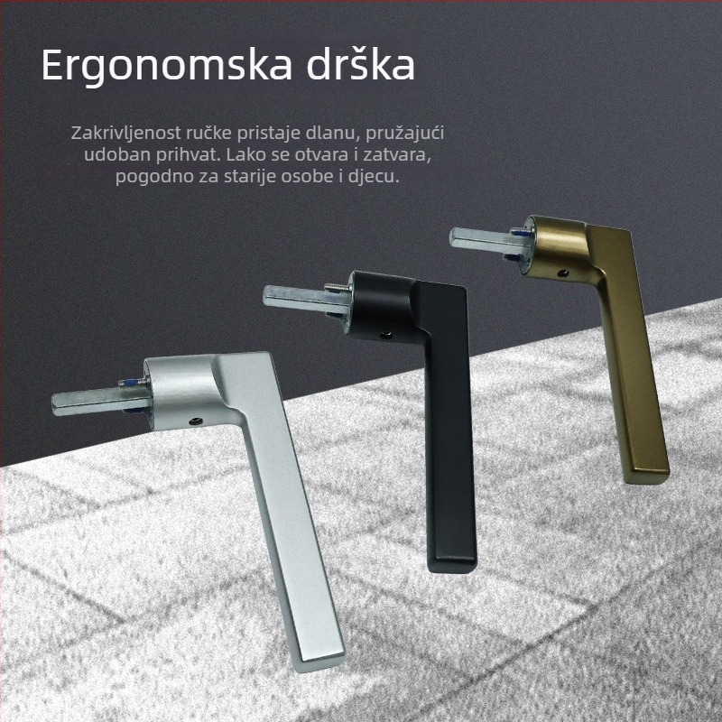 Drške za vrata i prozore od aluminijskog legura s priborom za brave, za unutarnja vrata (spavaće sobe, sobe) – univerzalni tip