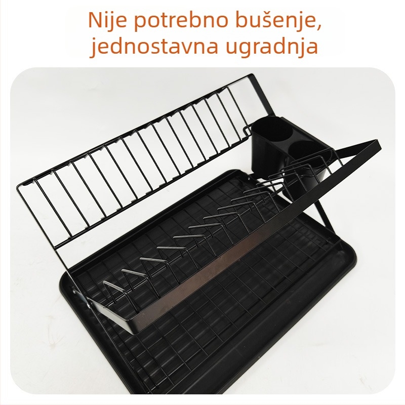 Sklopivi stalak za suđe za kuhinju, za odvod posuđa i čaša, na kuhinjskoj površini