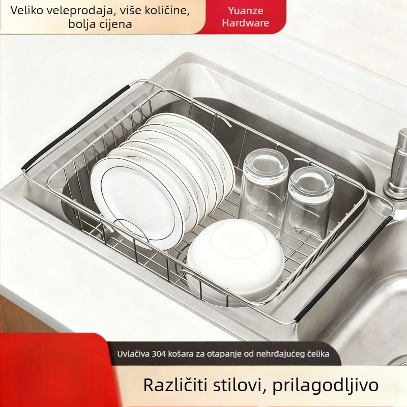Teleskopska košara za odvod iz nehrđajućeg čelika 304 za kuhinjski sudoper