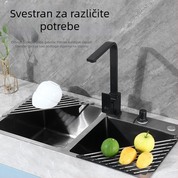 Sklopivi stalak od nehrđajućeg čelika za odvod vode za voće i povrće, kuhinjska košara za sušenje posuđa, višenamjenski