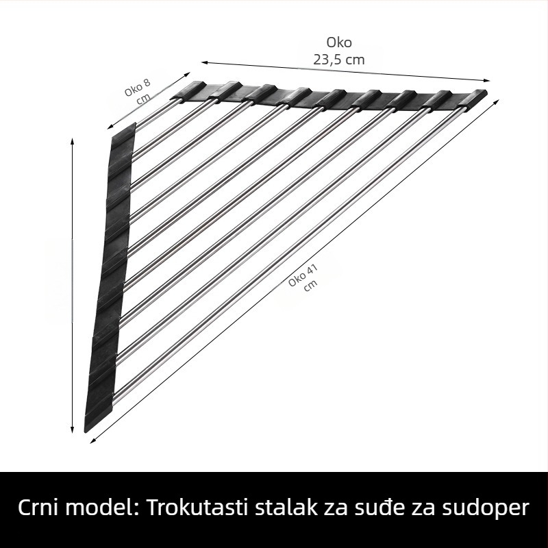 Sklopivi stalak od nehrđajućeg čelika za odvod vode za voće i povrće, kuhinjska košara za sušenje posuđa, višenamjenski