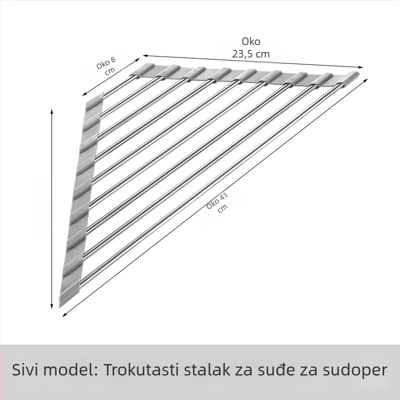 Sklopivi stalak od nehrđajućeg čelika za odvod vode za voće i povrće, kuhinjska košara za sušenje posuđa, višenamjenski