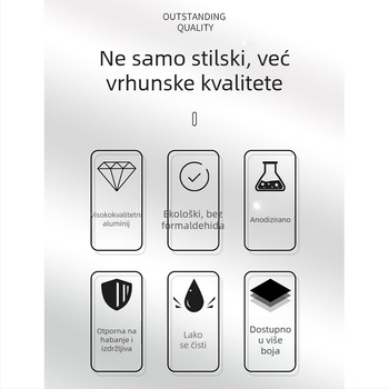 Aluminijska drška za garderobu, palčni tip, F-tip, utor i brtveni rub