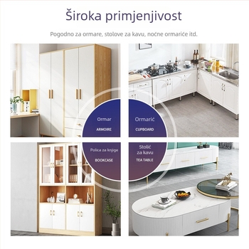 Drška za ormar od aluminijske legure, lijevana pod pritiskom, kvadratna ručka za garderobu i ladice, mat crna, moderni minimalistički dizajn