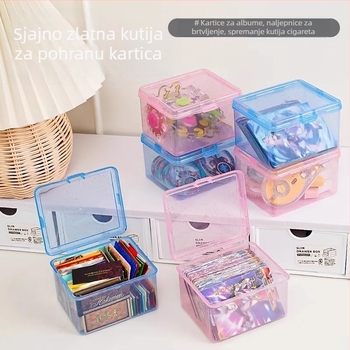 Prozirna kutija za kartice s poklopcem – minimalistički stolni organizator, 1 L, PP plast