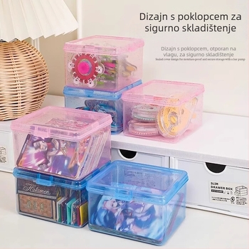 Prozirna kutija za kartice s poklopcem – minimalistički stolni organizator, 1 L, PP plast