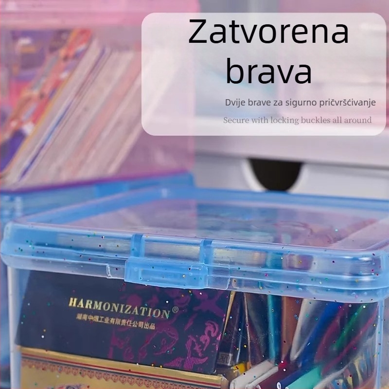 Prozirna kutija za kartice s poklopcem – minimalistički stolni organizator, 1 L, PP plast