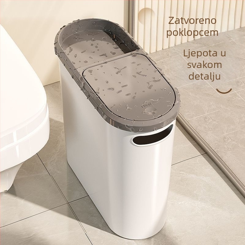 Kanta za otpad u kupaonici s poklopcem, za prostor između toaleta i zida, 2025 novi model, velik kapacitet, za dnevni boravak i WC