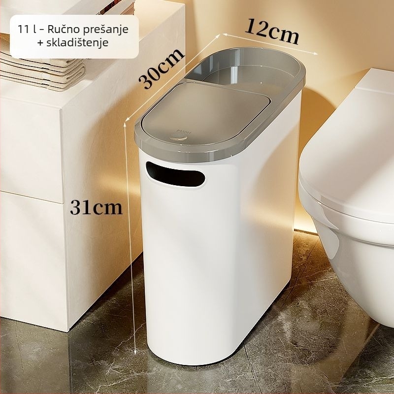 Kanta za otpad u kupaonici s poklopcem, za prostor između toaleta i zida, 2025 novi model, velik kapacitet, za dnevni boravak i WC