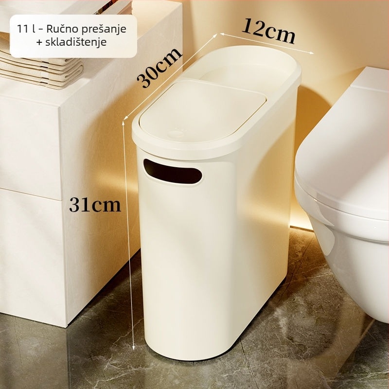 Kanta za otpad u kupaonici s poklopcem, za prostor između toaleta i zida, 2025 novi model, velik kapacitet, za dnevni boravak i WC