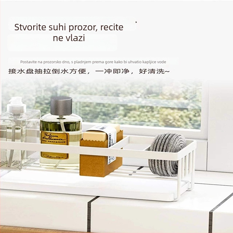 Japanskog stila, samostojeći višenamjenski stalak za sudoperu s odvodnim košem i organizatorom radne površine