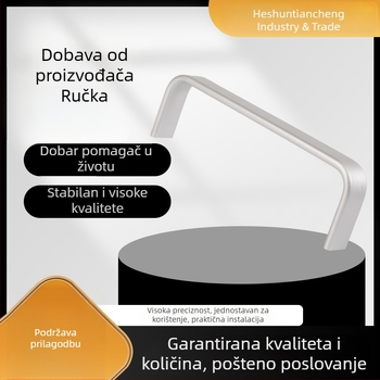 Moderna minimalistička ručka za vrata od aluminijske legure, srebrne boje, za ormariće i ladice