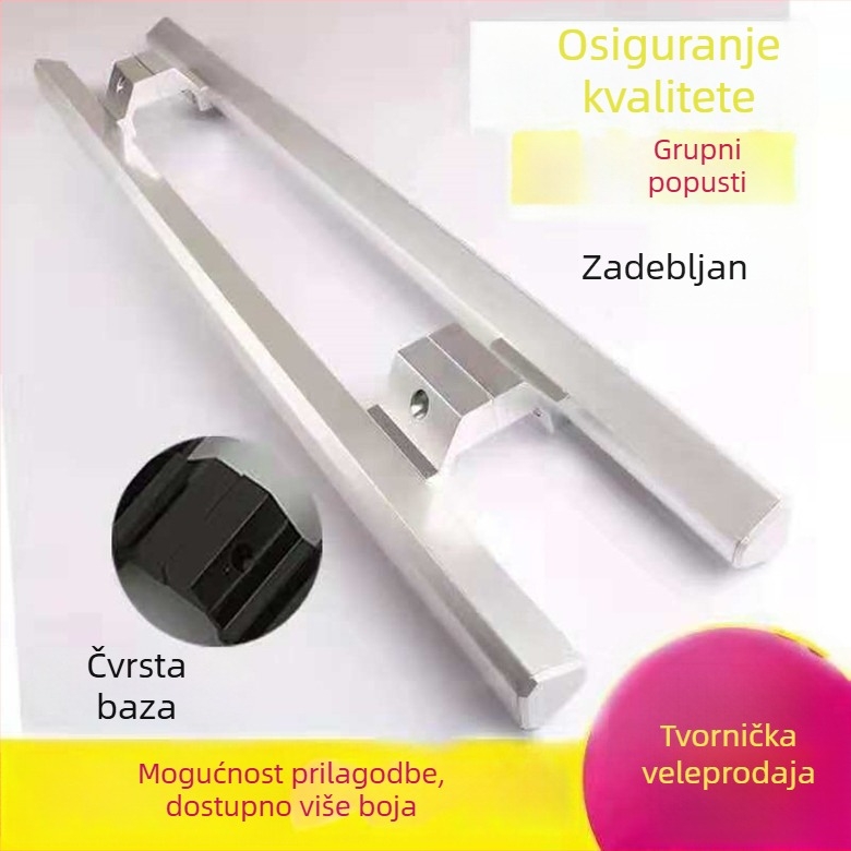 CNC zakrivljena baza kvake od aluminijske legure za klizna vrata, ručka za vrata, prilagodljiv razmak rupa za M8 vijak, oksidirani završni sloj