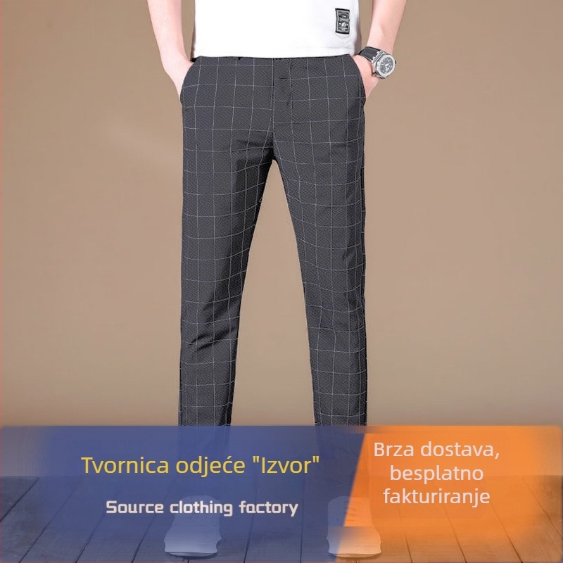 Muške lagane casual hlače s drapiranim izgledom, cropped ravne nogavice, visoka elastičnost, crne, ljeto, zapadni stil