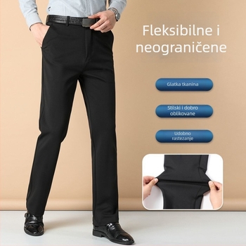 Muške hlače Ice Silk, slim fit, rastezljive, ravnog kroja, poslovno opuštene, proljeće–jesen