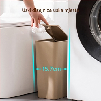 Camellia kanta za otpad s poklopcem za razvrstavanje otpada, kreativan dizajn za ured, dnevni boravak i spavaću sobu, kućna uporaba, s poklopcem i pritisknim prstenom, plastična kanta, 9 L