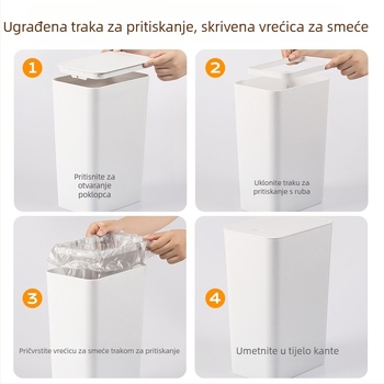 Camellia kanta za otpad s poklopcem za razvrstavanje otpada, kreativan dizajn za ured, dnevni boravak i spavaću sobu, kućna uporaba, s poklopcem i pritisknim prstenom, plastična kanta, 9 L