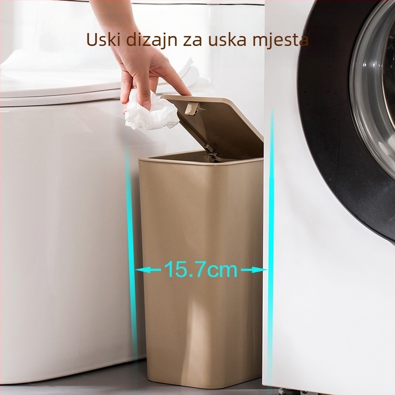 Camellia kanta za otpad s poklopcem za razvrstavanje otpada, kreativan dizajn za ured, dnevni boravak i spavaću sobu, kućna uporaba, s poklopcem i pritisknim prstenom, plastična kanta, 9 L