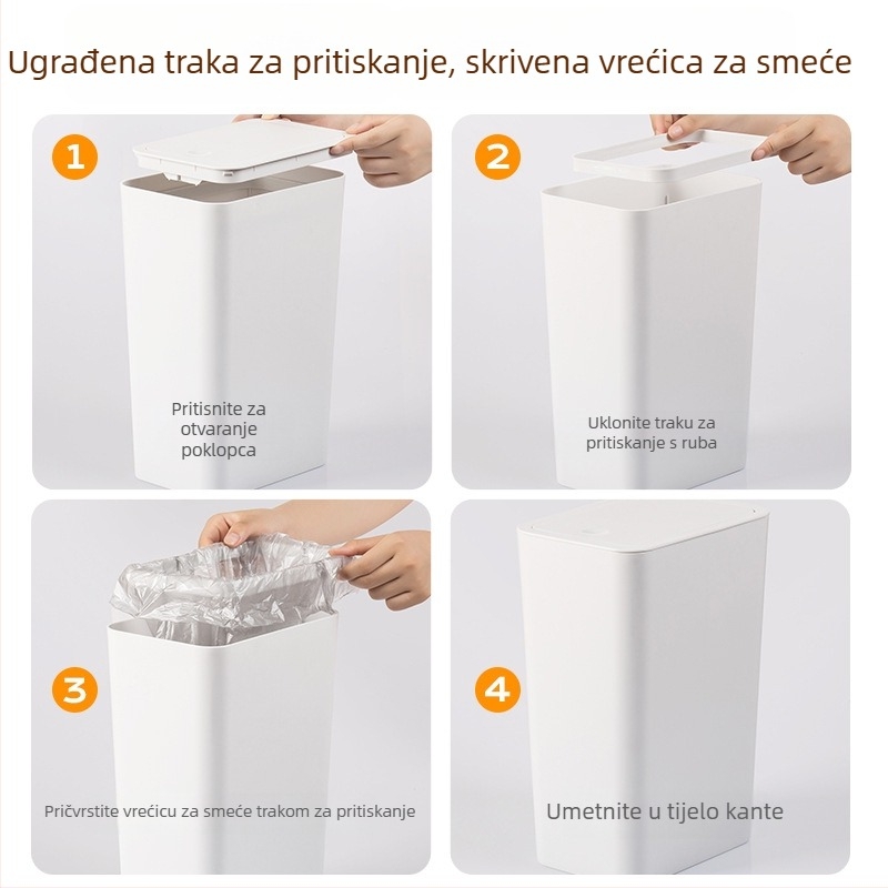 Camellia kanta za otpad s poklopcem za razvrstavanje otpada, kreativan dizajn za ured, dnevni boravak i spavaću sobu, kućna uporaba, s poklopcem i pritisknim prstenom, plastična kanta, 9 L
