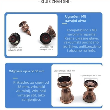 Kvaka od nehrđajućeg čelika, europskog stila, završni premaz u crvenom antičkom bronzu, za staklena i drvena vrata, s okvirima za klizna vrata