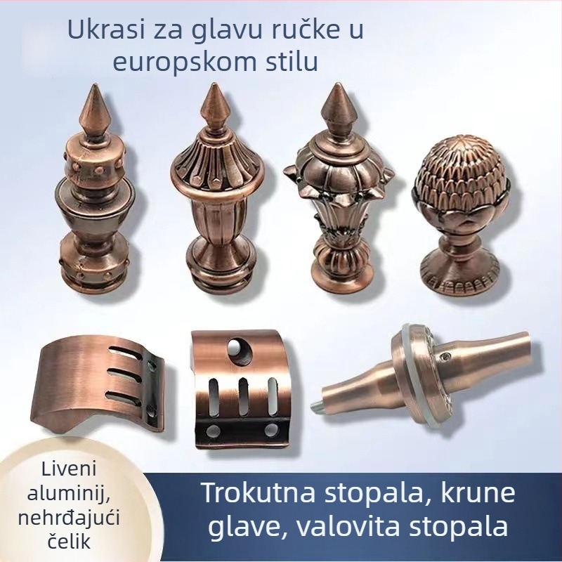 Kvaka od nehrđajućeg čelika, europskog stila, završni premaz u crvenom antičkom bronzu, za staklena i drvena vrata, s okvirima za klizna vrata