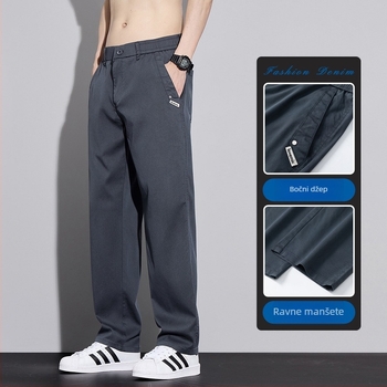 Muške Lyocell hlače s ravnim krojem, bez glađenja, elastične, slim fit, pogodne za poslovne i ležerne kombinacije