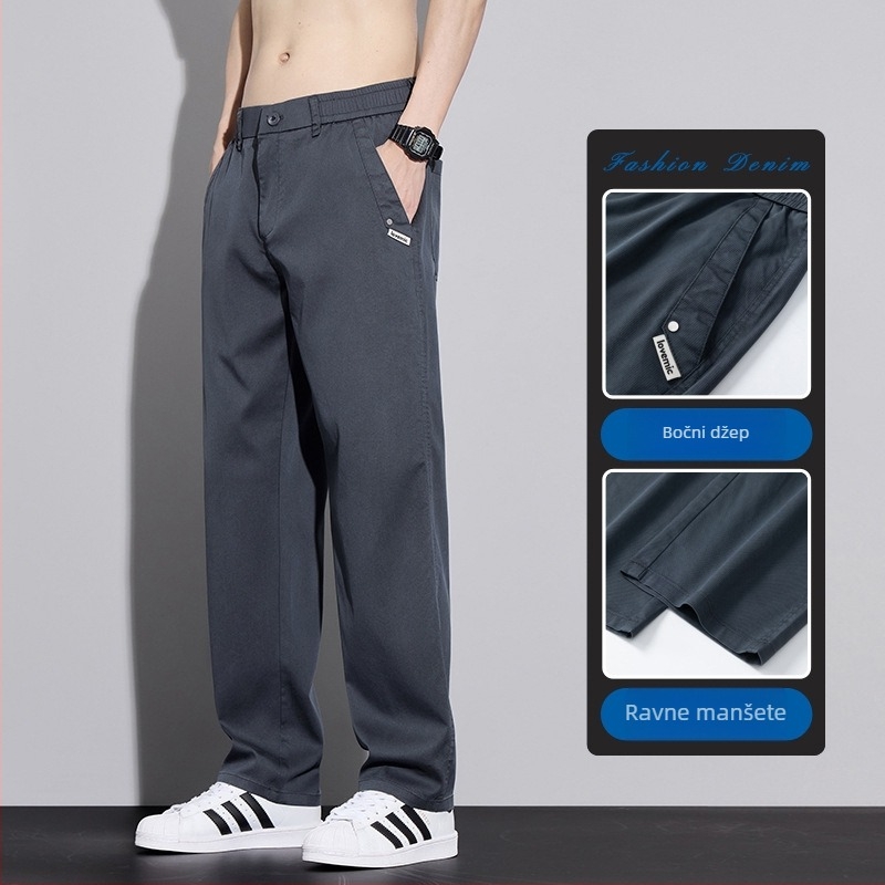 Muške Lyocell hlače s ravnim krojem, bez glađenja, elastične, slim fit, pogodne za poslovne i ležerne kombinacije